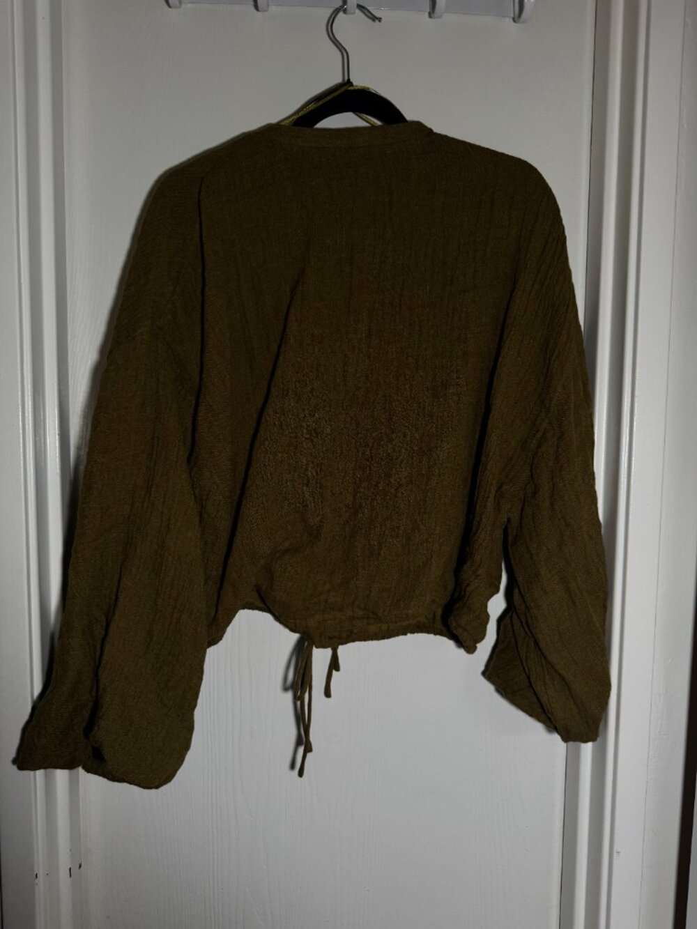 Massimo Dutti Linen Tie-Front Jacket Khaki Size S Gently Worn - Picture 7 of 7